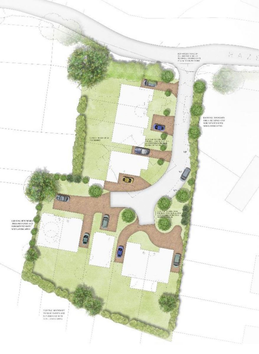 Sketch scheme for 9 units in Hazel Gardens, Sonning.